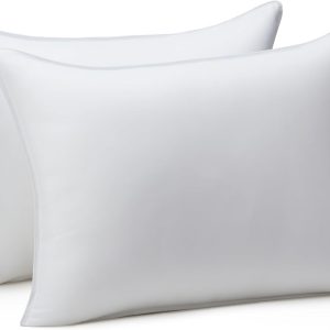 Down Alternative Pillow for Back Side Sleepers, Medium Density, Standard Size, 26" x 20", 2-Pack, White