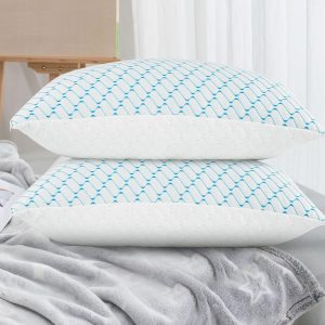Memory Foam Pillows  Size Set of 2, Adjustable Cooling Pillow for Side Back Stomach Sleepers with Washable Removable Cover
