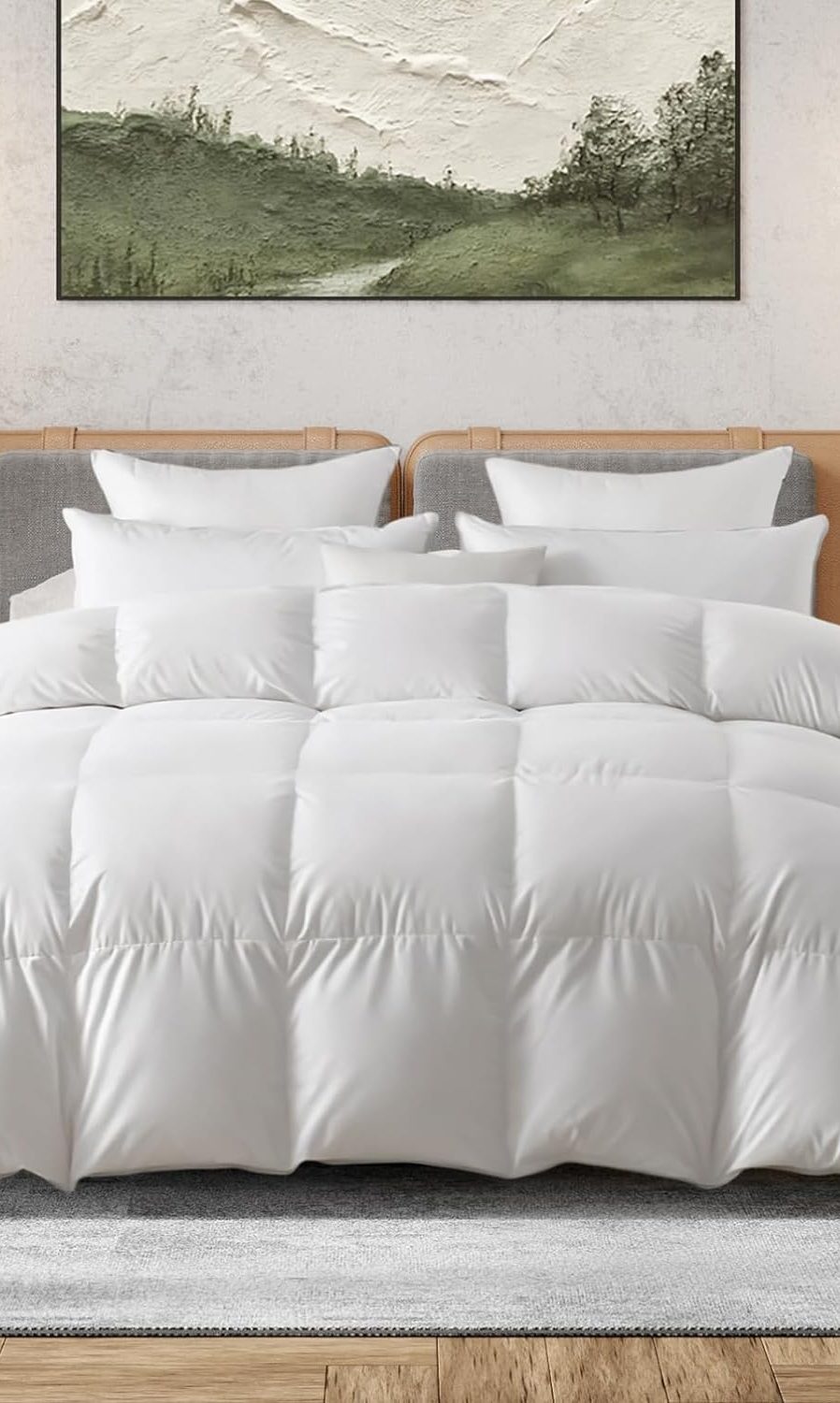 Down Comforter, Ultra-Soft Queen Fluffy Duvet Insert, Luxury Duck Feathers Down Comforter, Lightweight Bedding Comforters Suitable for All Seasons, White, 90 X 90in